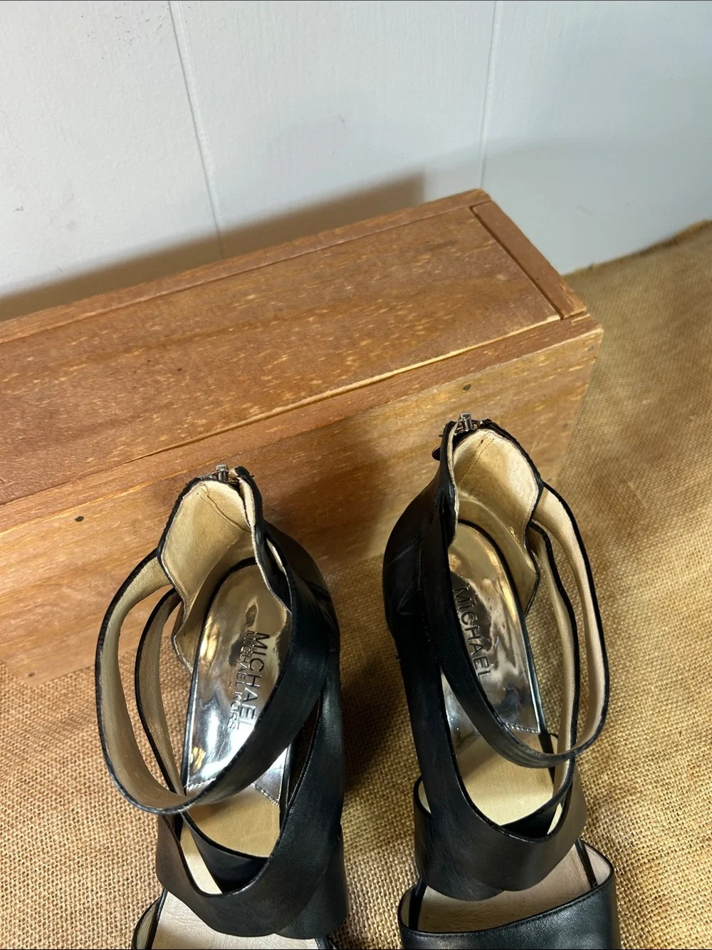 Michael Kors Black Strappy Wedge Sandals